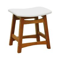 Puff Confort Madeira Maciça Assento Anatômico - Amêndoa Estofado Corano Bege - 1