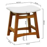 Puff Confort Madeira Maciça Assento Anatômico - Amêndoa Estofado Corano Bege - 3