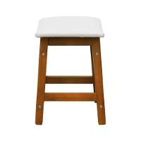 Puff Confort Madeira Maciça Assento Anatômico - Amêndoa Estofado Corano Bege - 5