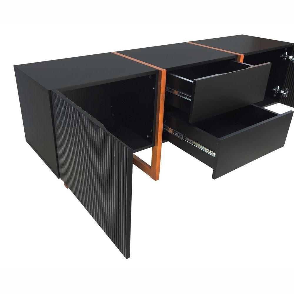 Rack Ondas 2 Portas E 2 Gavetas - Amêndoa Preto - 5