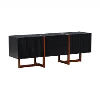 Rack Ondas 2 Portas E 2 Gavetas - Amêndoa Preto - 1