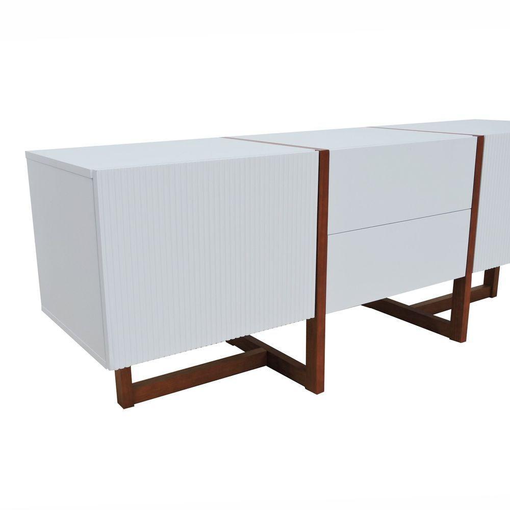 Rack Ondas 2 Portas E 2 Gavetas - Amêndoa Branco - 4