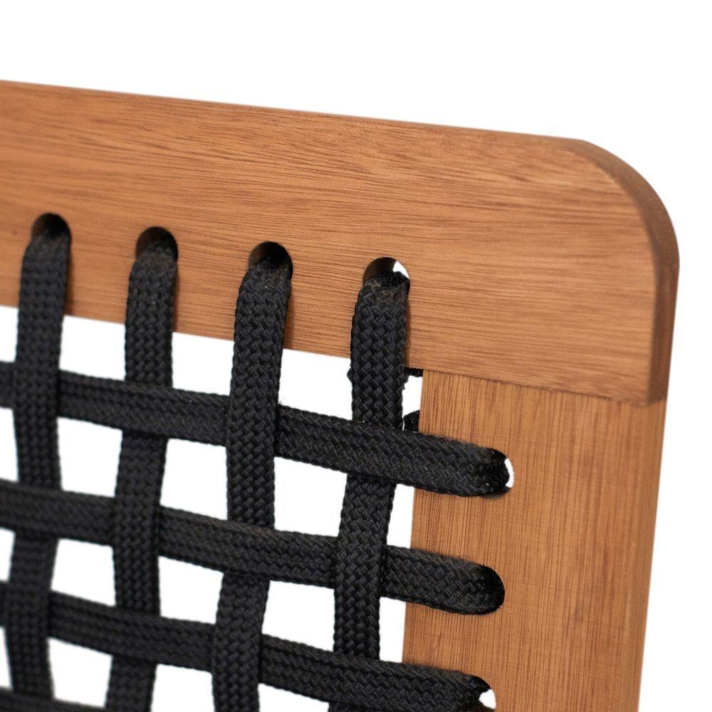 Sofá 2 Lugares-namoradeira Garden Madeira Maciça Assento Estofado Encosto Trançado Corda - Natural Acquablock Preto - 2