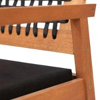 Sofá 2 Lugares-namoradeira Garden Madeira Maciça Assento Estofado Encosto Trançado Corda - Natural Acquablock Preto - 3