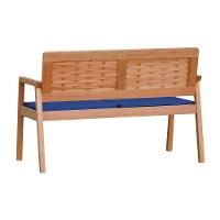 Sofá 2 Lugares-namoradeira Garden Madeira Maciça Assento Estofado Encosto Trançado Madeira - Natural Acquablock Azul - 3