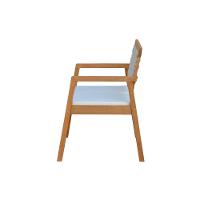 Sofá 2 Lugares-namoradeira Garden Madeira Maciça Assento Estofado Encosto Trançado Corda - Natural Acquablock Bege - 6