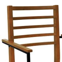 Cadeira Tiê Madeira Maciça Encosto Ripado C-braço Metal - Amêndoa Assento Estof. Linho Bege Mescla Impermeável - 8