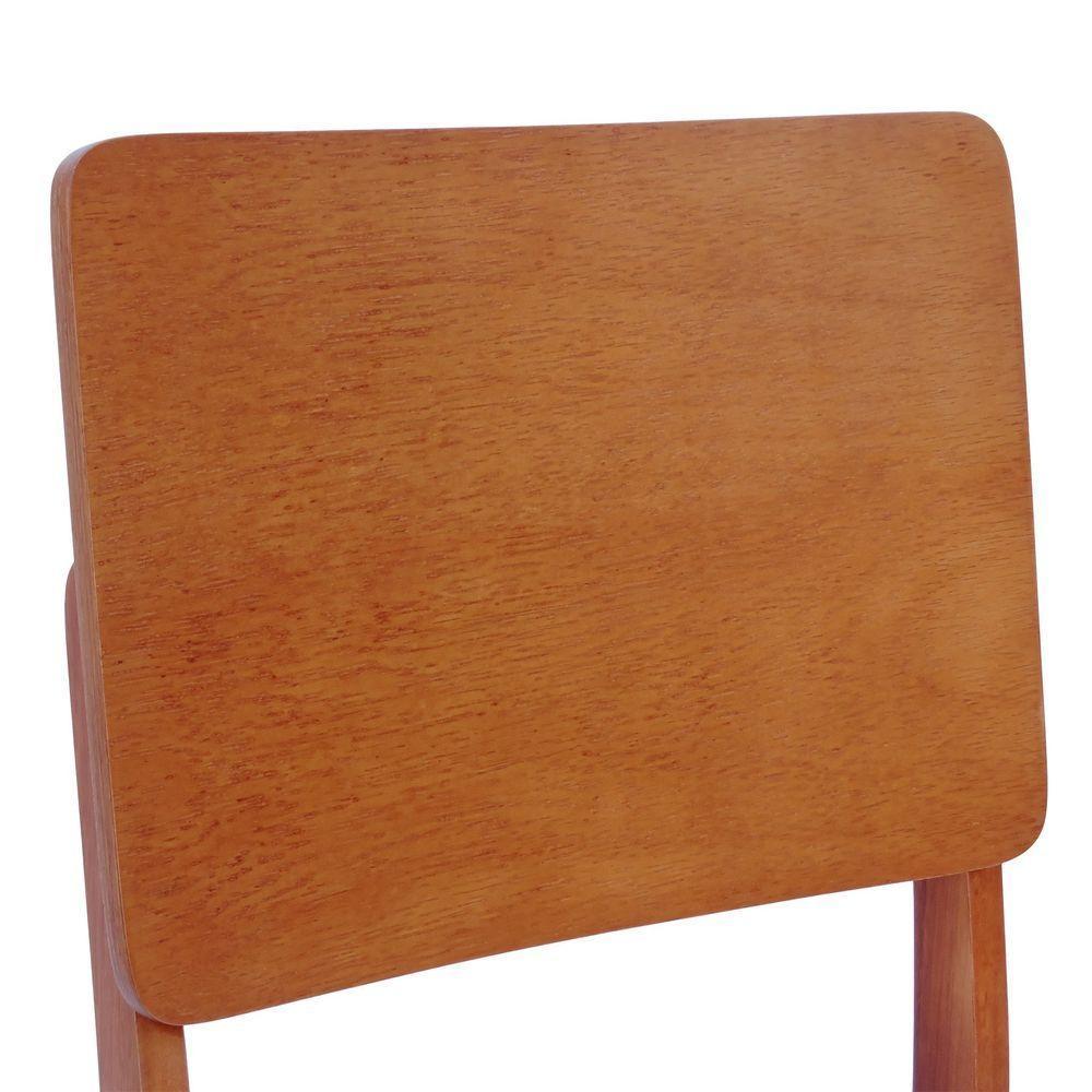 Cadeira Quéops Madeira Maciça Encosto Anatômico Assento Estofado - Amêndoa Linho Bege - 6