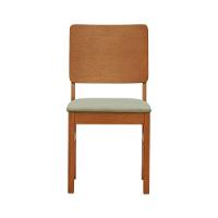 Cadeira Quéops Madeira Maciça Encosto Anatômico Assento Estofado - Amêndoa Linho Bege