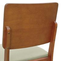 Cadeira Quéops Madeira Maciça Encosto Anatômico Assento Estofado - Amêndoa Linho Bege - 8