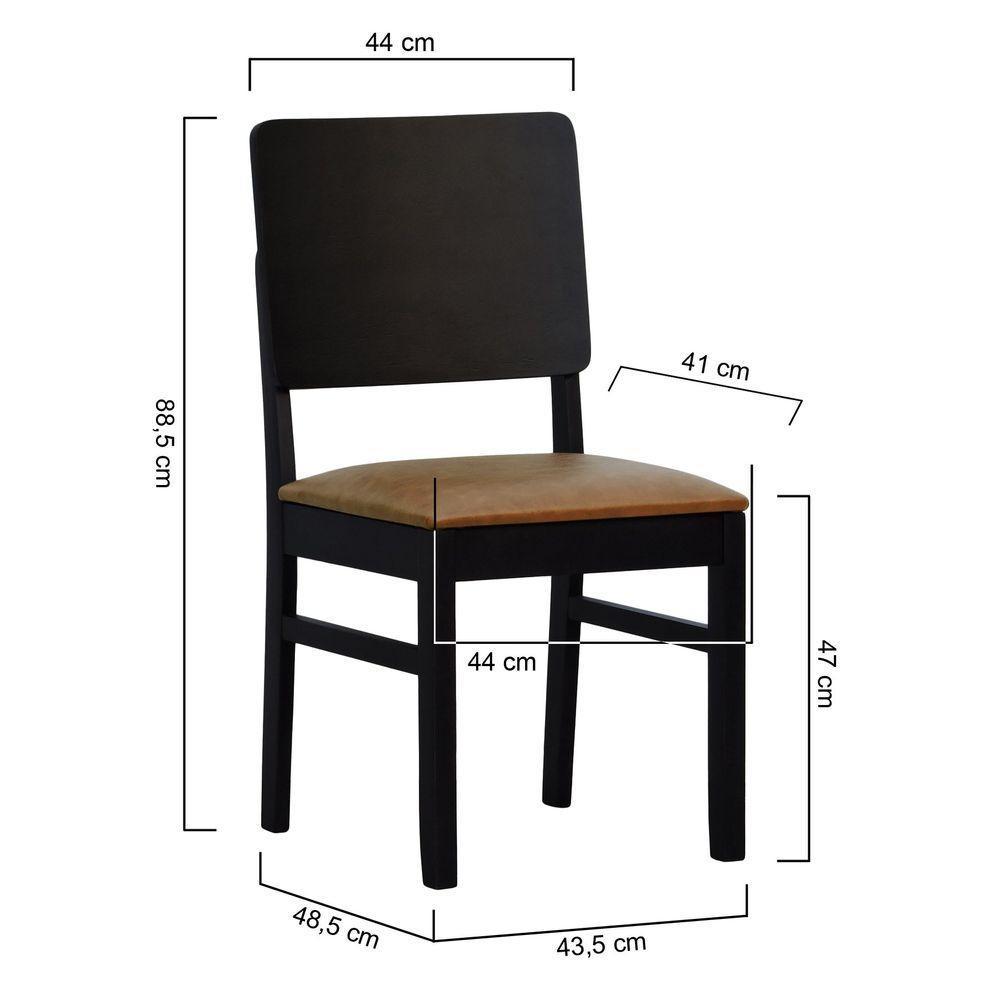 Cadeira Quéops Madeira Maciça Encosto Anatômico Assento Estofado - Preto Corano Marrom Mescla - 8