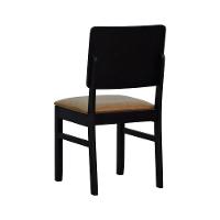 Cadeira Quéops Madeira Maciça Encosto Anatômico Assento Estofado - Preto Corano Marrom Mescla - 2