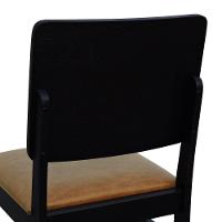 Cadeira Quéops Madeira Maciça Encosto Anatômico Assento Estofado - Preto Corano Marrom Mescla - 3