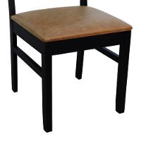 Cadeira Quéops Madeira Maciça Encosto Anatômico Assento Estofado - Preto Corano Marrom Mescla