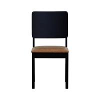 Cadeira Quéops Madeira Maciça Encosto Anatômico Assento Estofado - Preto Corano Marrom Mescla - 6