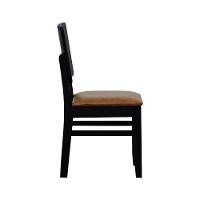 Cadeira Quéops Madeira Maciça Encosto Anatômico Assento Estofado - Preto Corano Marrom Mescla - 7