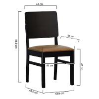 Cadeira Quéops Madeira Maciça Encosto Anatômico Assento Estofado - Preto Corano Marrom Mescla - 8