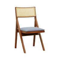 Cadeira Ypê Madeira Maciça E Telinha Natural - Amêndoa Assento Estofado Linho Cinza Mescla Impermeável - 1