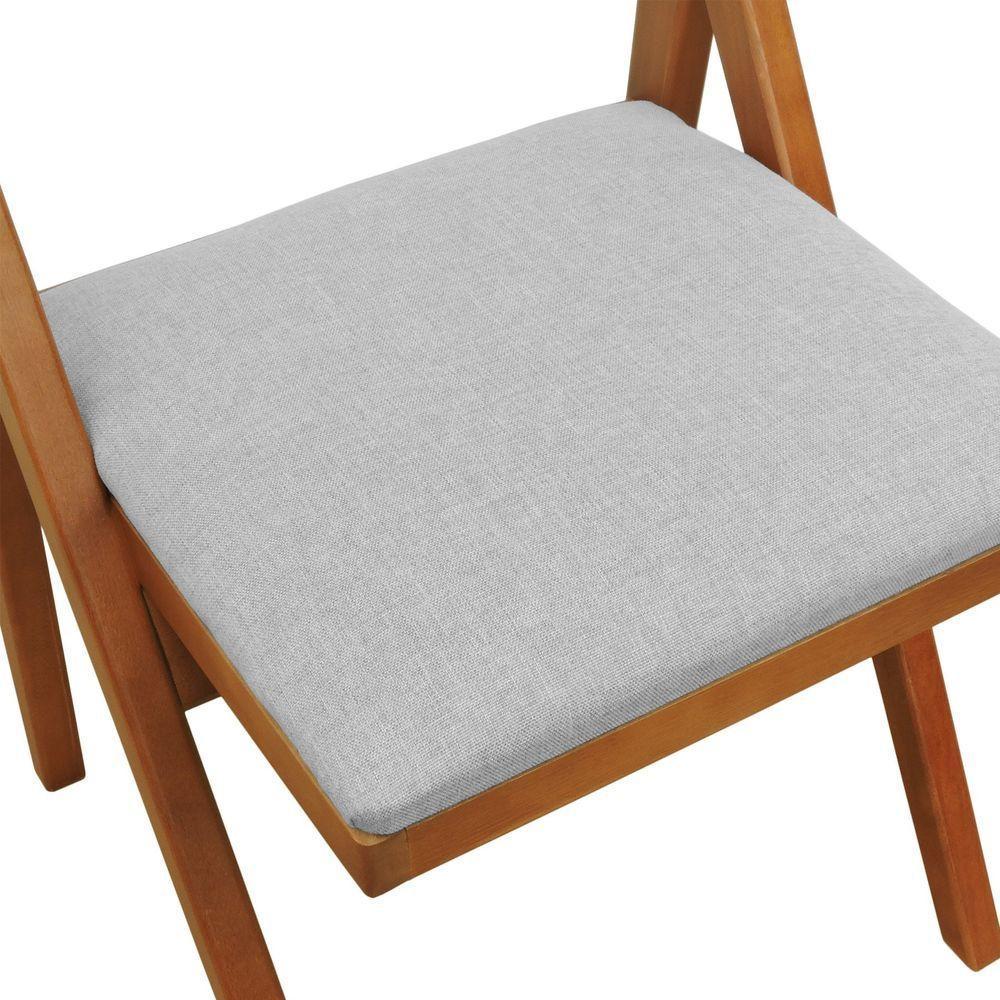 Cadeira Ypê Madeira Maciça E Telinha Natural - Amêndoa Assento Estofado Linho Bege Mescla Impermeável - 2