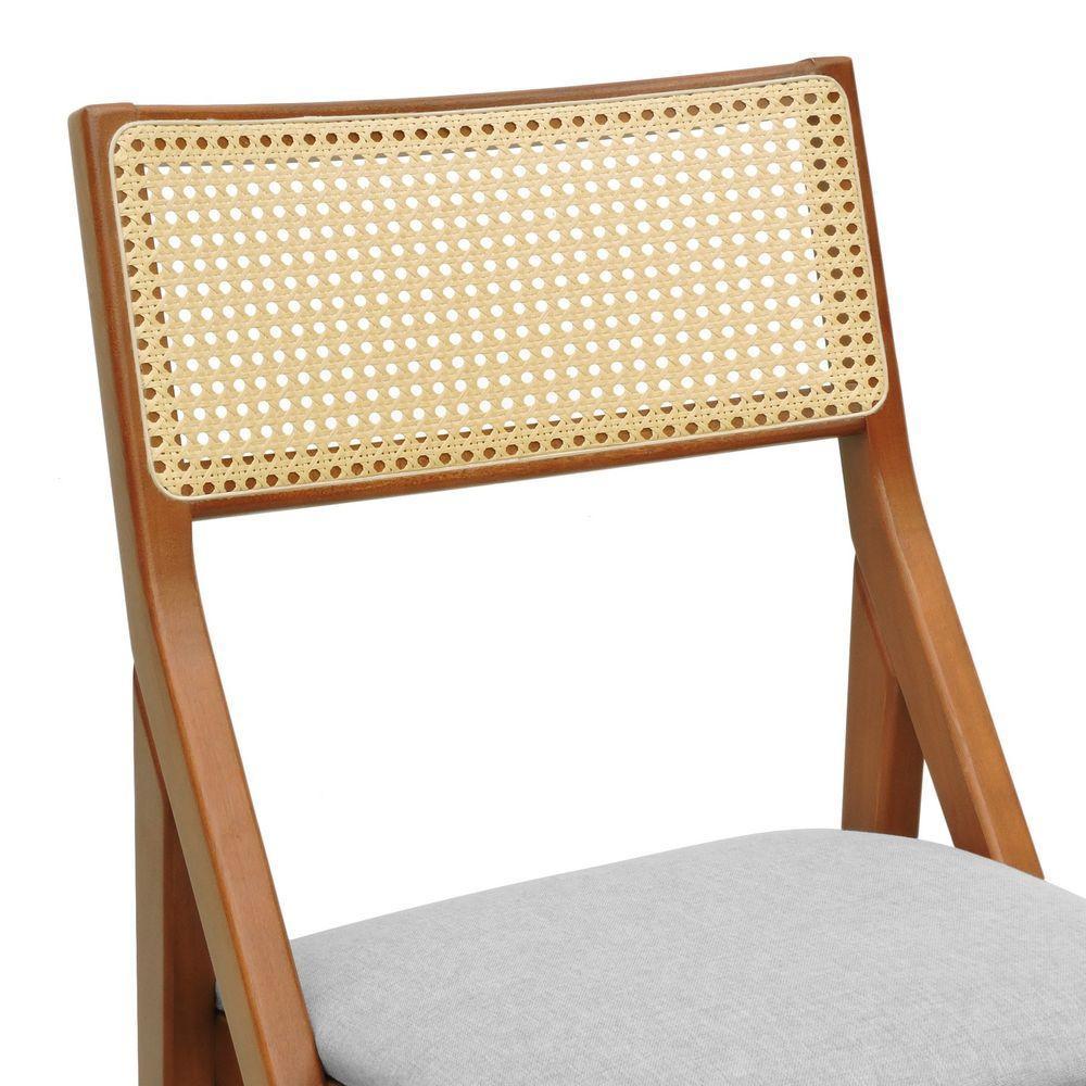 Cadeira Ypê Madeira Maciça E Telinha Natural - Amêndoa Assento Estofado Linho Bege Mescla Impermeável - 5