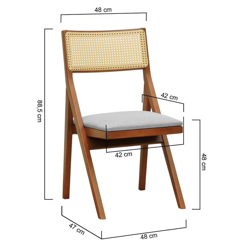 Cadeira Ypê Madeira Maciça E Telinha Natural - Amêndoa Assento Estofado Linho Bege Mescla Impermeável - 8