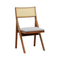 Cadeira Ypê Madeira Maciça E Telinha Natural - Amêndoa Assento Estofado Linho Bege Mescla Impermeável - 1