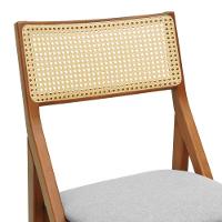 Cadeira Ypê Madeira Maciça E Telinha Natural - Amêndoa Assento Estofado Linho Bege Mescla Impermeável - 5