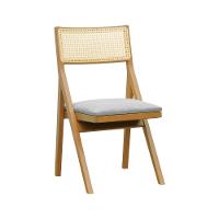 Cadeira Ypê Madeira Maciça E Telinha Natural - Natural Assento Estofado Linho Bege Mescla Impermeável - 1