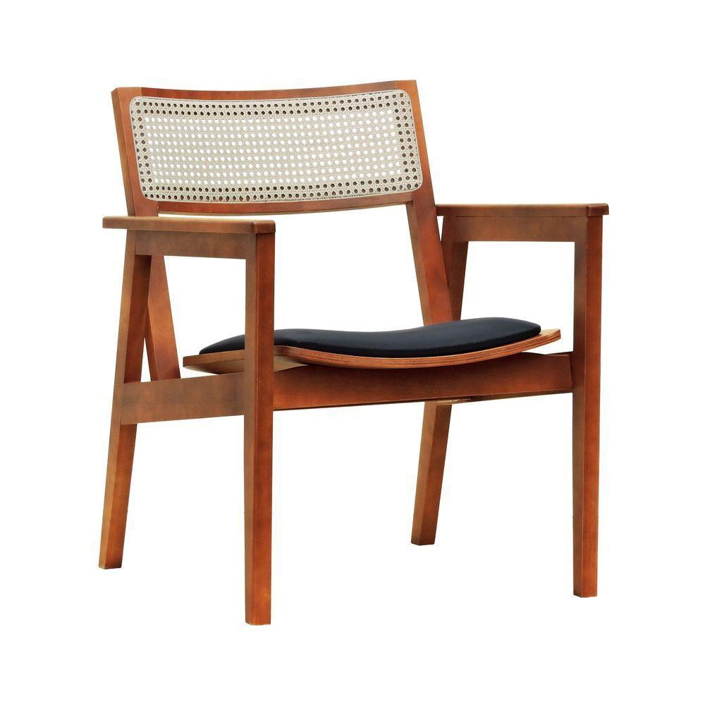 Poltrona Gusty Com Encosto Telinha Assento Anatômico - Amêndoa Estofado Corano Preto - 1