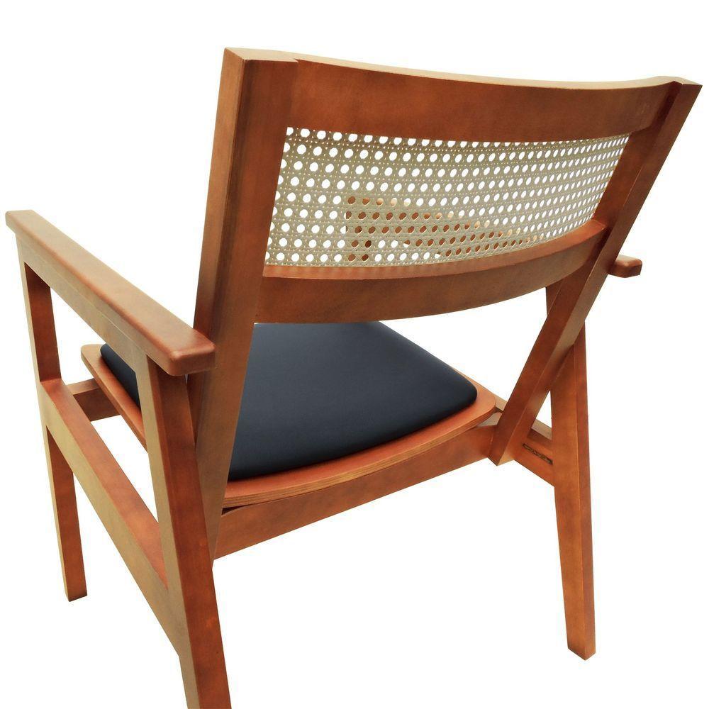 Poltrona Gusty Com Encosto Telinha Assento Anatômico - Amêndoa Estofado Corano Preto - 2