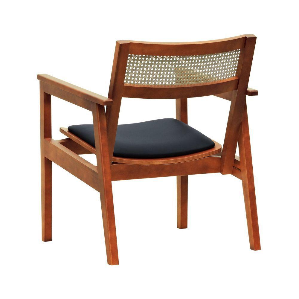 Poltrona Gusty Com Encosto Telinha Assento Anatômico - Amêndoa Estofado Corano Preto - 4