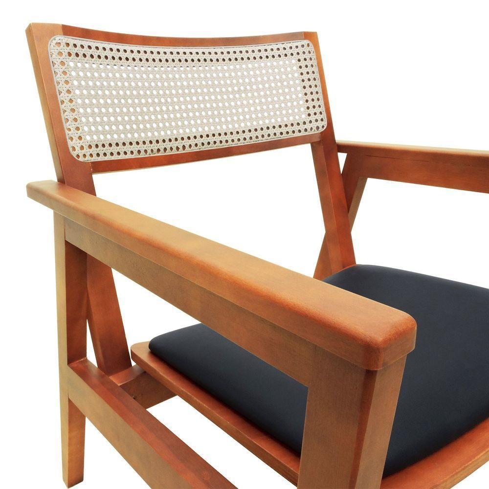 Poltrona Gusty Com Encosto Telinha Assento Anatômico - Amêndoa Estofado Corano Preto - 5