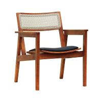 Poltrona Gusty Com Encosto Telinha Assento Anatômico - Amêndoa Estofado Corano Preto - 1