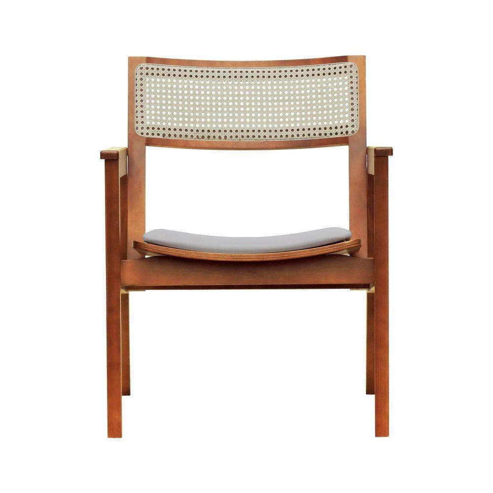 Poltrona Gusty Com Encosto Telinha Assento Anatômico - Amêndoa Estofado Linho Bege - 2