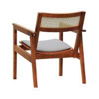 Poltrona Gusty Com Encosto Telinha Assento Anatômico - Amêndoa Estofado Linho Bege - 8