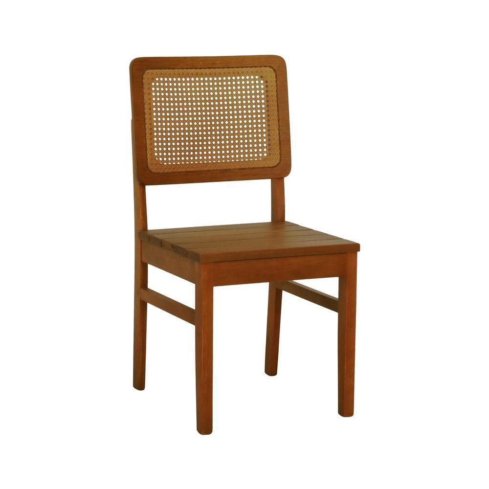 Cadeira Lyon Madeira Maciça Encosto Telinha Amêndoa - Amêndoa Assento Ripado Amêndoa - 1