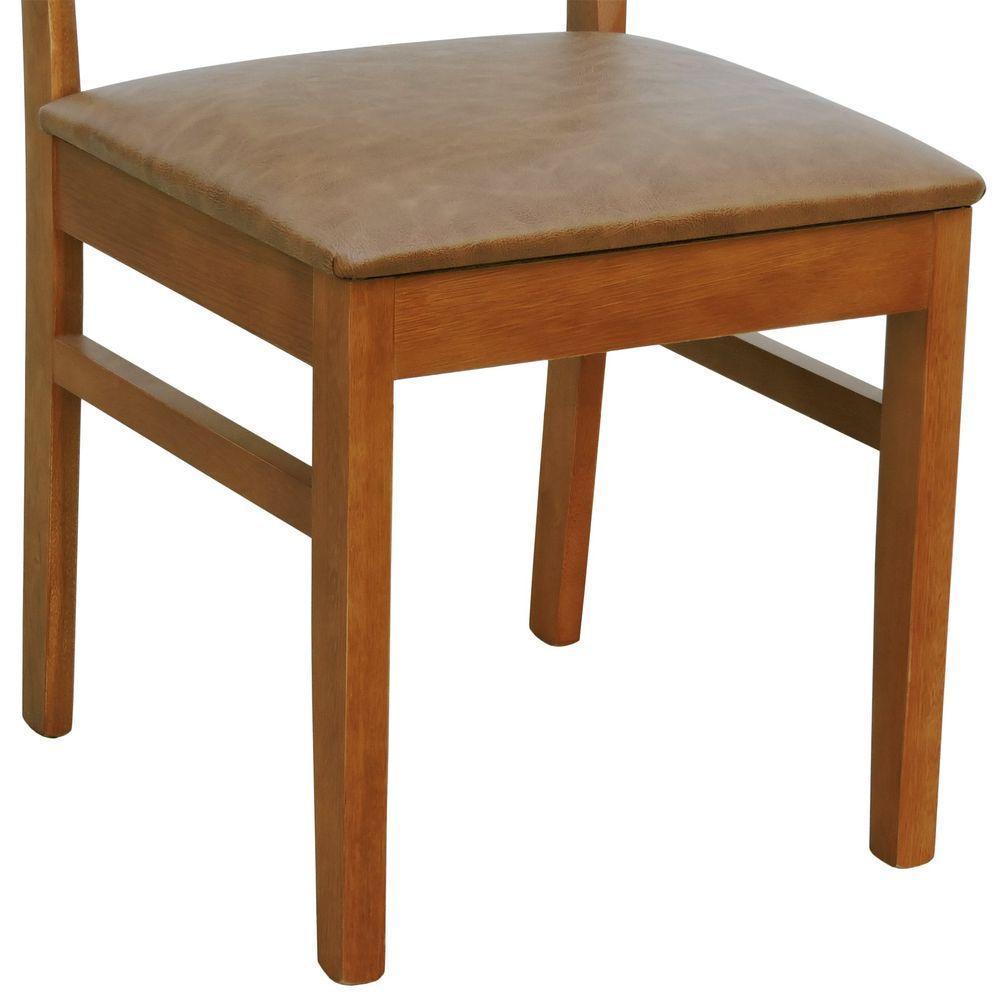 Cadeira Lyon Madeira Maciça Encosto Telinha Amêndoa - Amêndoa Assento Estofado Corano Marrom Mescla - 3