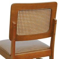 Cadeira Lyon Madeira Maciça Encosto Telinha Amêndoa - Amêndoa Assento Estofado Corano Marrom Mescla - 2