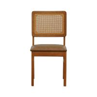 Cadeira Lyon Madeira Maciça Encosto Telinha Amêndoa - Amêndoa Assento Estofado Corano Marrom Mescla - 5