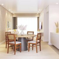 Cadeira Lyon Madeira Maciça Encosto Telinha Amêndoa - Amêndoa Assento Estofado Corano Bege - 6