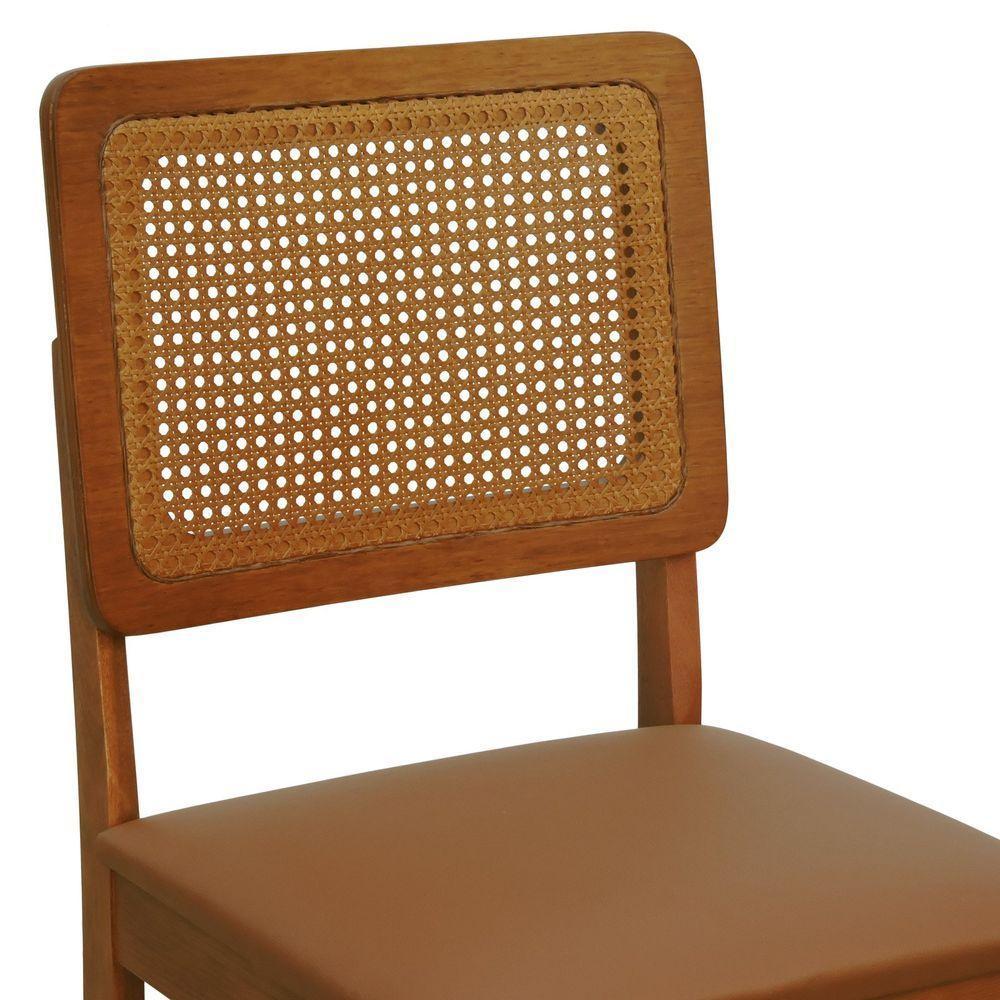 Cadeira Lyon Madeira Maciça Encosto Telinha Amêndoa - Amêndoa Assento Estofado Corano Caramelo - 2