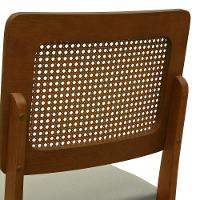 Cadeira Lyon Madeira Maciça Encosto Telinha Amêndoa - Amêndoa Assento Estofado Linho Bege - 3