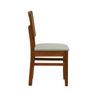 Cadeira Lyon Madeira Maciça Encosto Telinha Amêndoa - Amêndoa Assento Estofado Linho Bege - 6