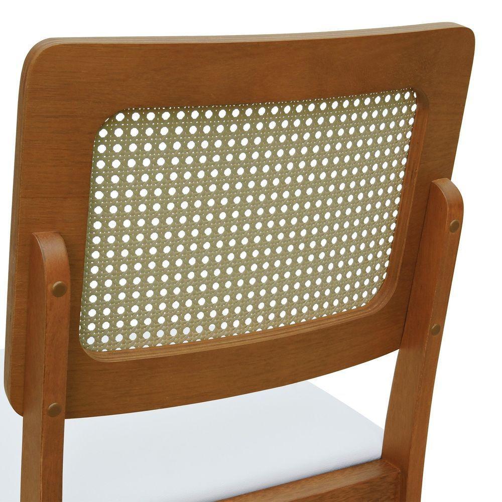 Cadeira Lyon Madeira Maciça Encosto Telinha Natural - Amêndoa Assento Estofado Corano Bege - 5