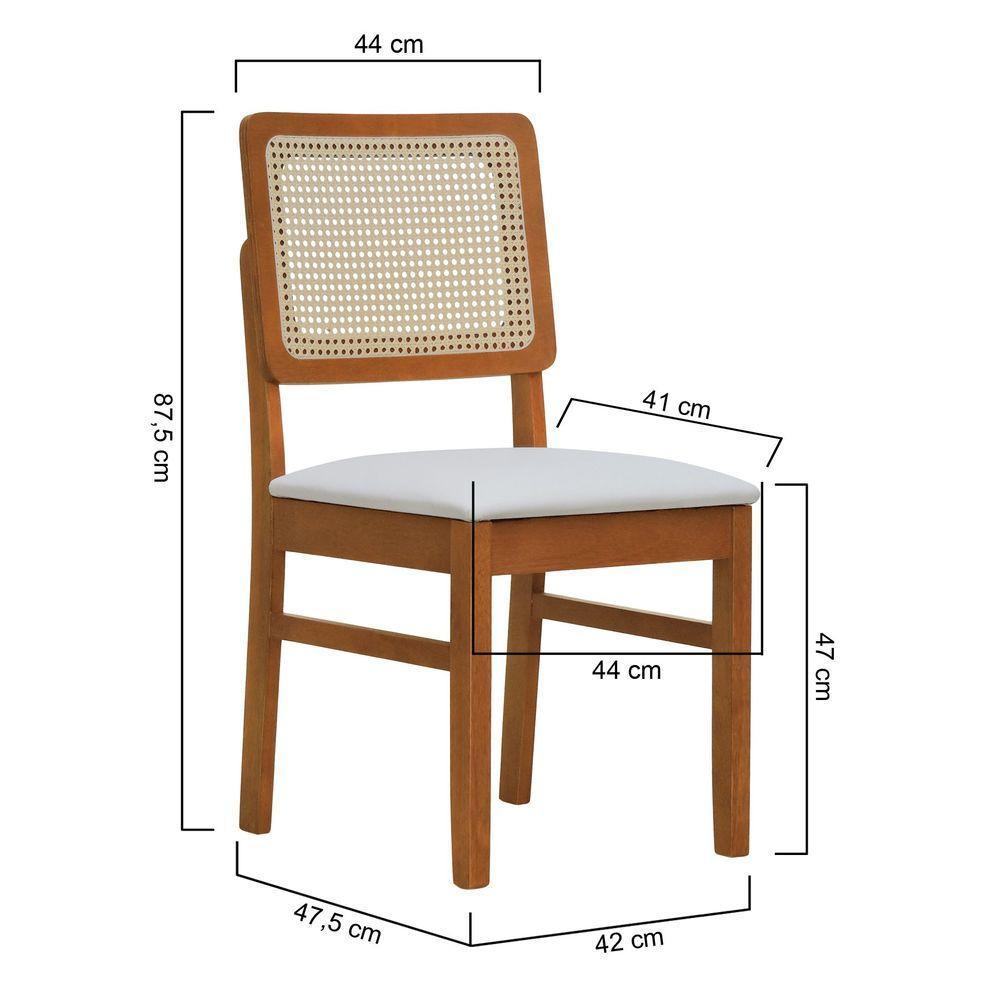 Cadeira Lyon Madeira Maciça Encosto Telinha Natural - Amêndoa Assento Estofado Corano Bege - 8