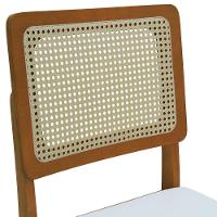 Cadeira Lyon Madeira Maciça Encosto Telinha Natural - Amêndoa Assento Estofado Corano Bege