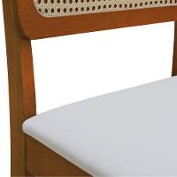 Cadeira Lyon Madeira Maciça Encosto Telinha Natural - Amêndoa Assento Estofado Corano Bege - 6