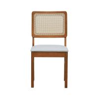 Cadeira Lyon Madeira Maciça Encosto Telinha Natural - Amêndoa Assento Estofado Corano Bege - 7