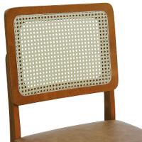 Cadeira Lyon Madeira Maciça Encosto Telinha Natural - Amêndoa Assento Estofado Corano Marrom Mescla - 3