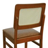 Cadeira Lyon Madeira Maciça Encosto Telinha Natural - Amêndoa Assento Estofado Corano Marrom Mescla - 6